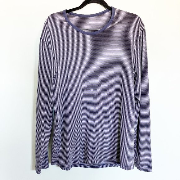 Lululemon 5 Year Basic Long Sleeve Hyper Stripe Ink Blue Vapor size XL - Picture 2 of 7